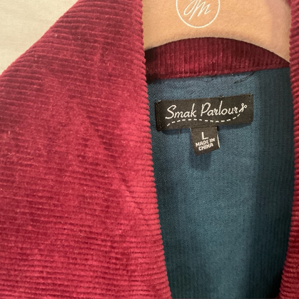 SMAK PARLOUR Corduroy Women's Teal and Red Jacket size L - Picture 3 of 10